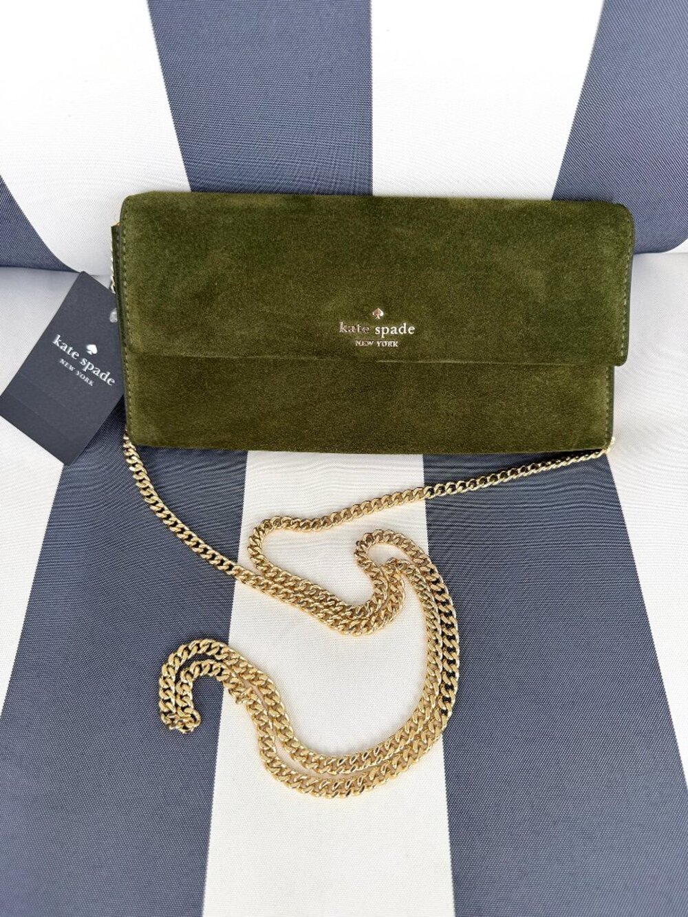 NWT Kate Spade Scarlett Green Suede Wallet On A Chain LOVE!